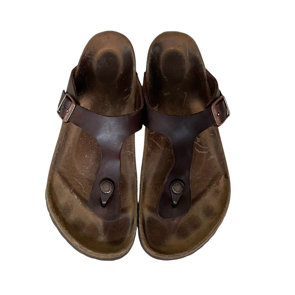 BIRKENSTOCK Gizeh Leather Thong Cork Sandals Brown 41